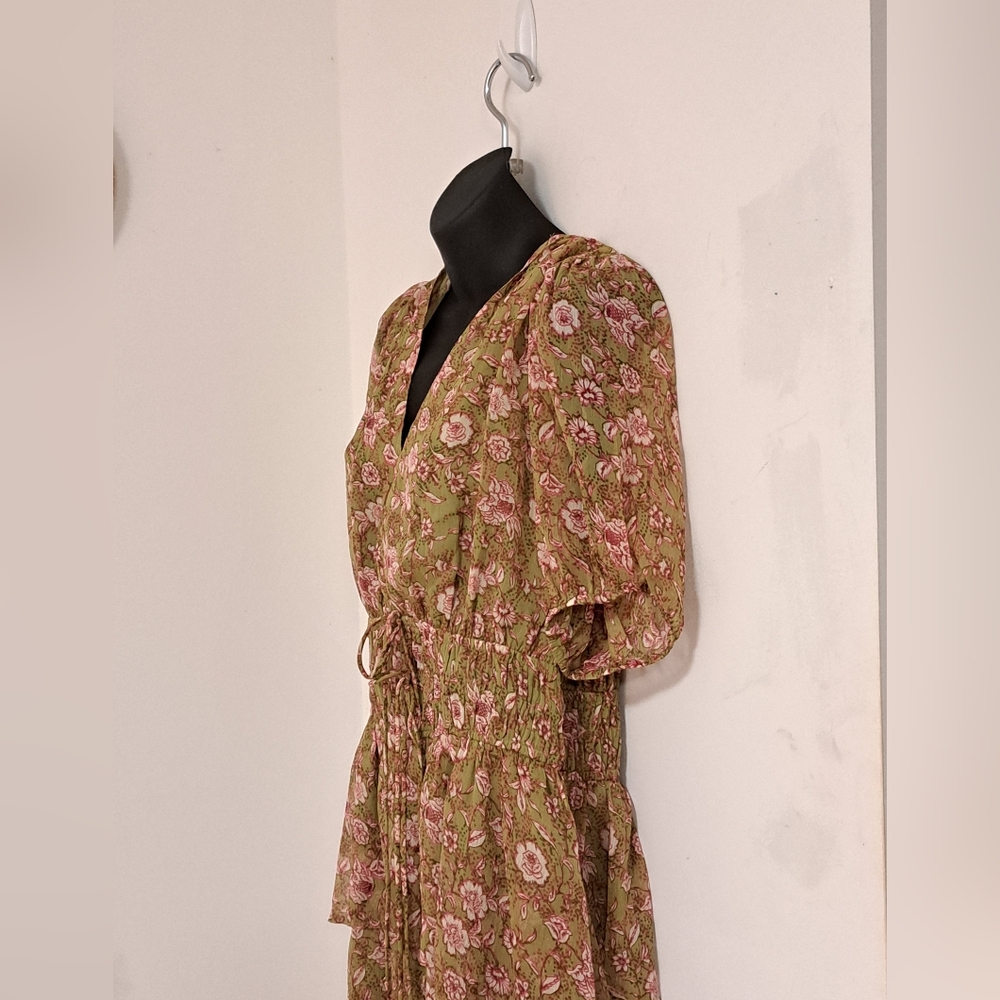 Jessica Simpson Yellow Gold Asymmetrical Ruffled Sundress Open Back Misses XL - Picture 9 of 14